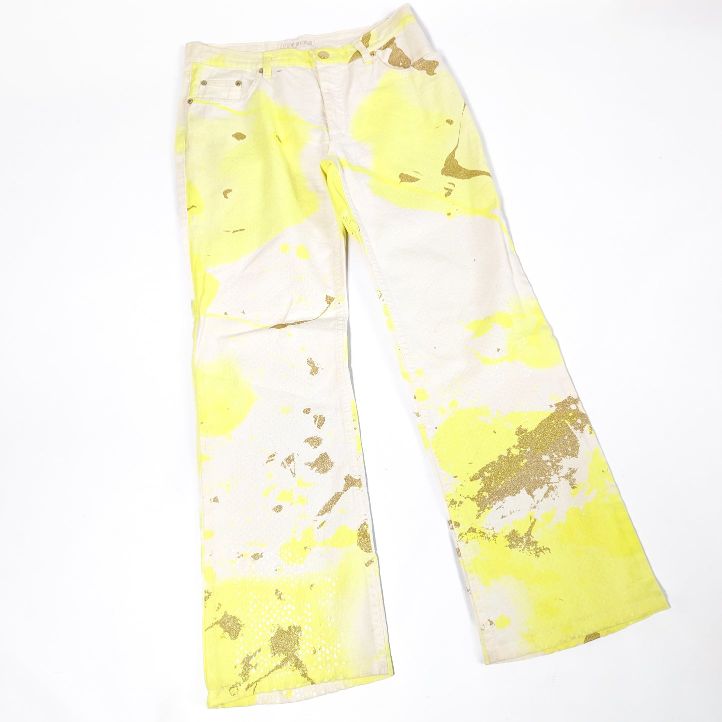 Roberto Cavalli yellow sequin jeans - M