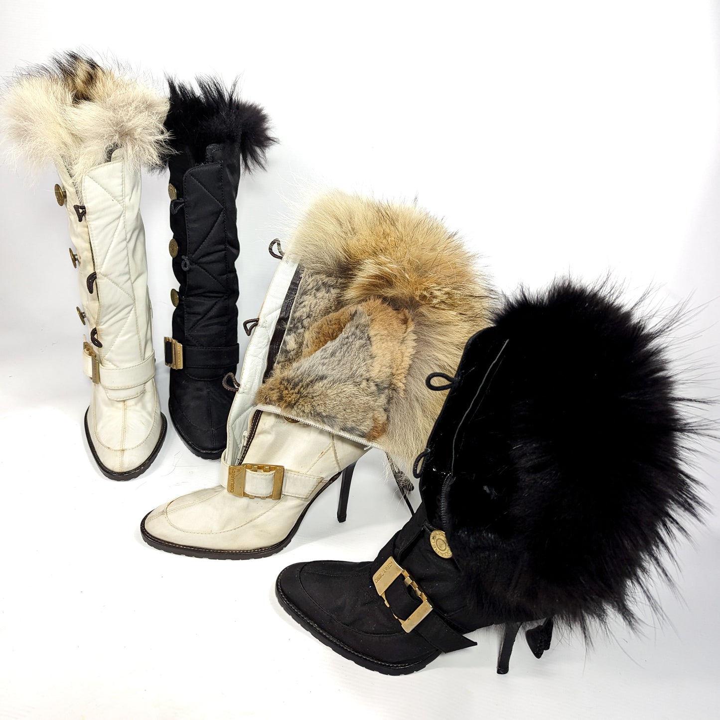 Black Dsquared2 boots lined with real fur - 2 sizes available