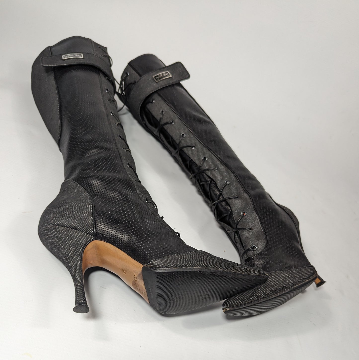 Dior denim and leather boots by Galliano - EU38|5UK|7US