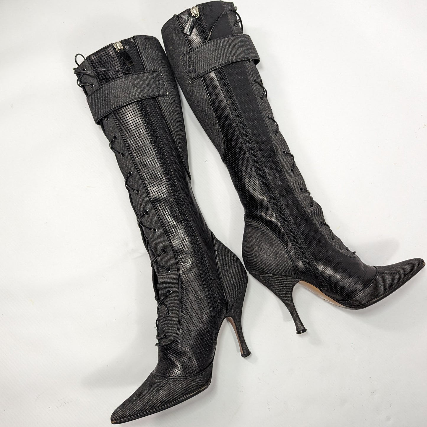 Dior denim and leather boots by Galliano - EU38|5UK|7US