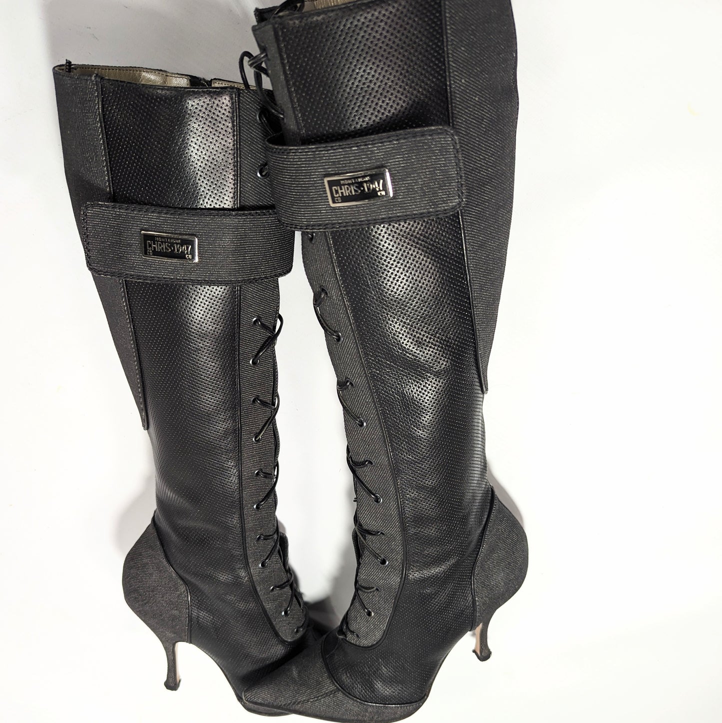 Dior denim and leather boots by Galliano - EU38|5UK|7US