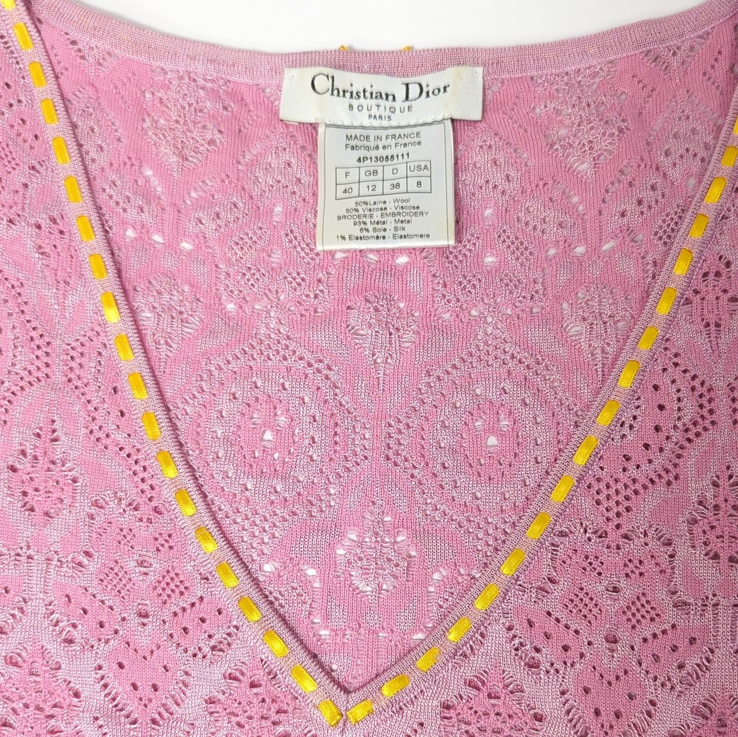 Dior embroidered pink tank top by Galliano