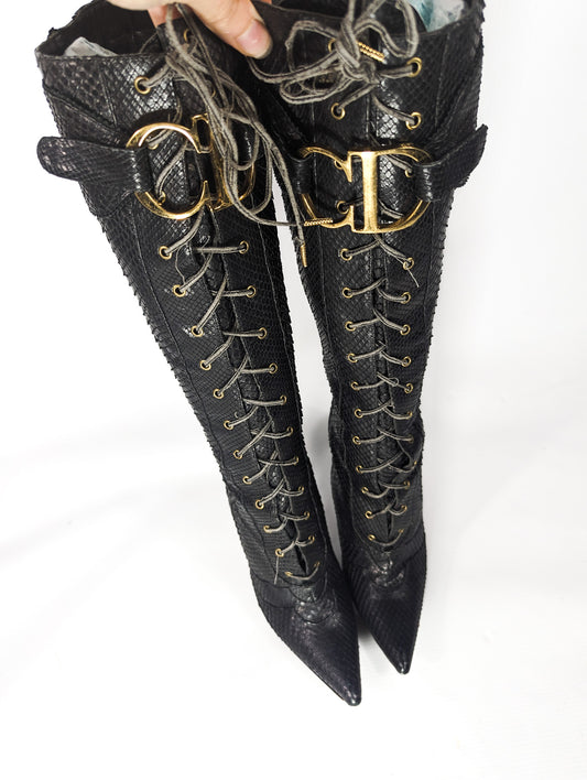 Dior by Galliano Fall 2000 Python Buckle Boots