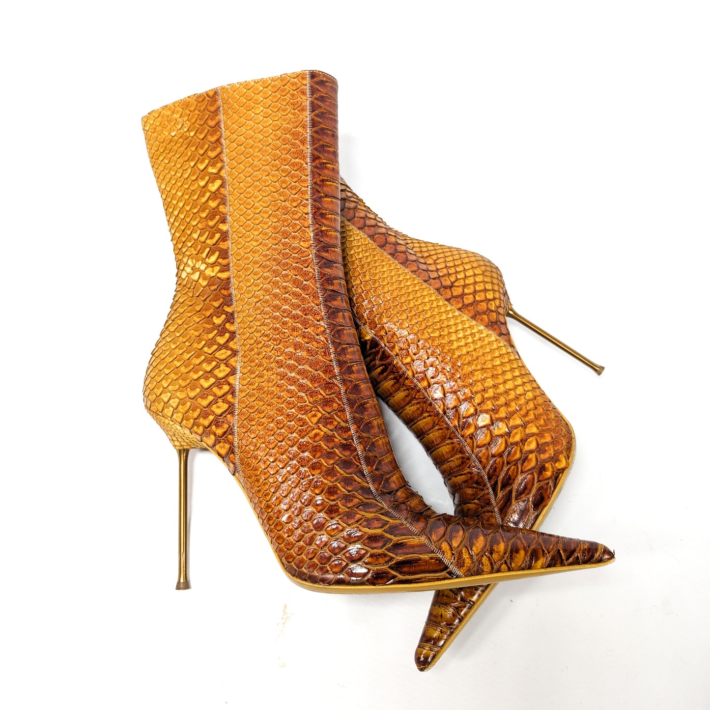 Gianmarco Lorenzi orange python ankle boots - EU38.5|5.5UK|7.5US