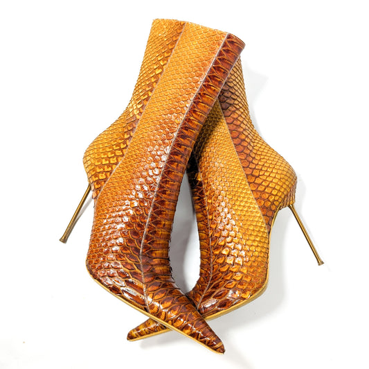 Gianmarco Lorenzi orange python ankle boots - EU38.5|5.5UK|7.5US