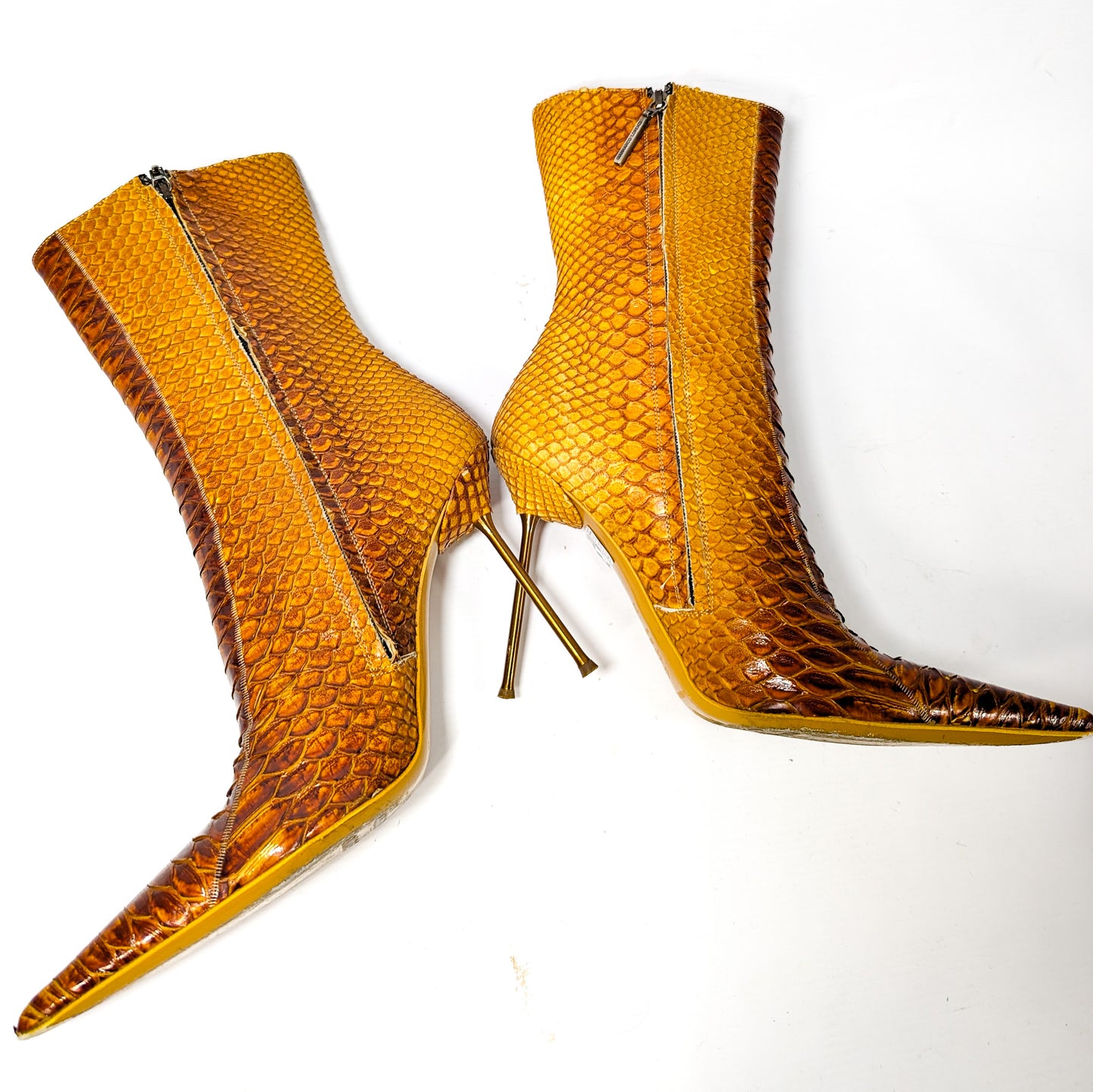 Gianmarco Lorenzi orange python ankle boots - EU38.5|5.5UK|7.5US