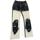 Vintage velvet and leather denim pants - S