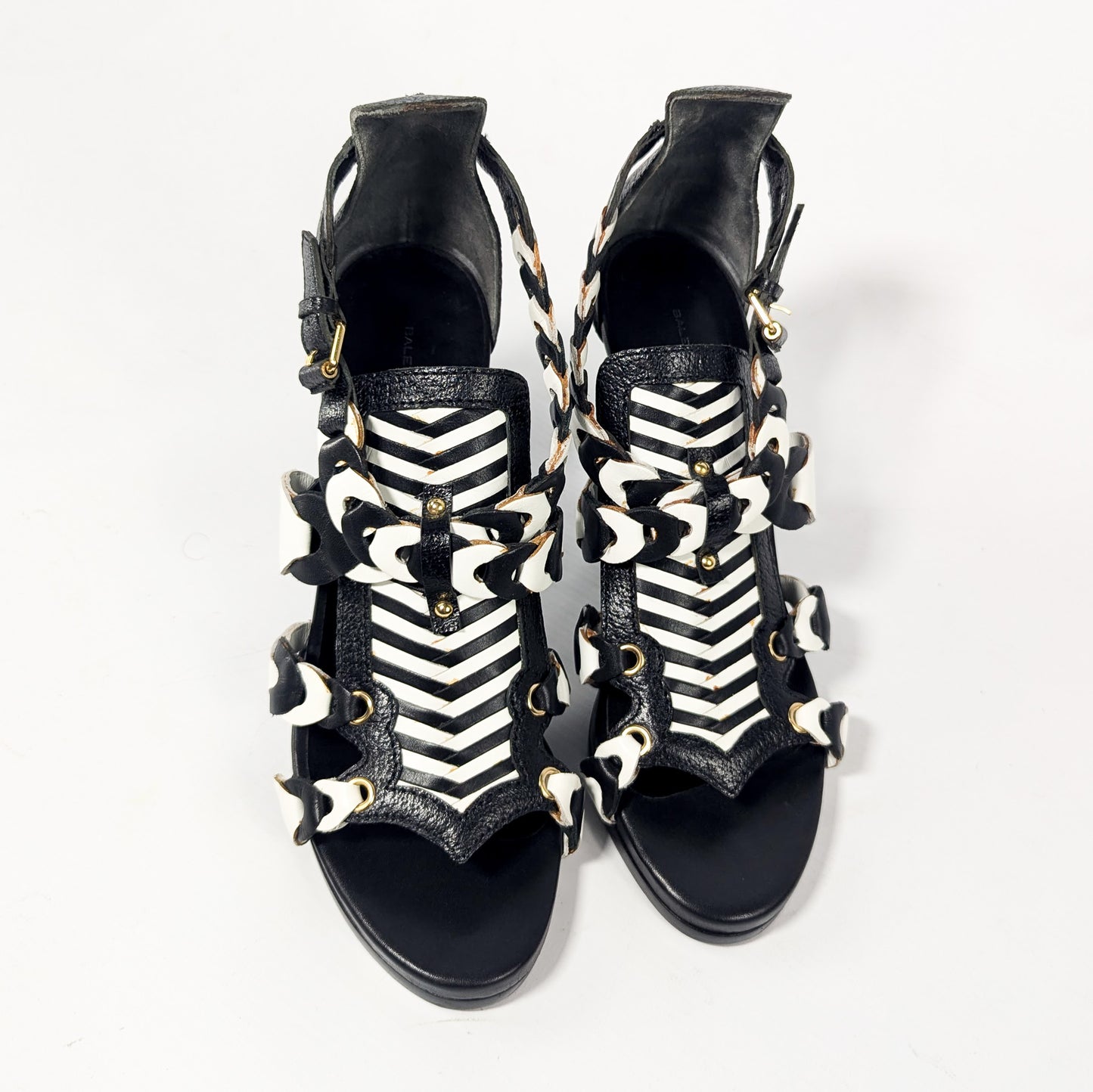 Balenciaga Black and White Braided Sandals 2008 - EU37.5|UK4.5|US6.5