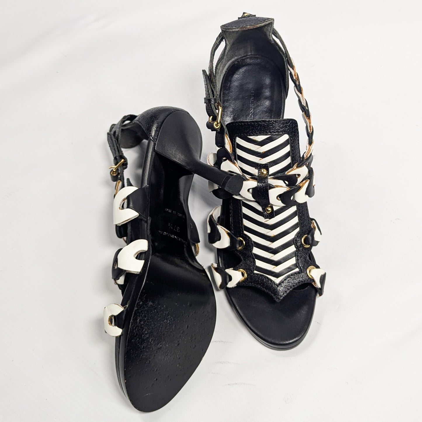 Balenciaga Black and White Braided Sandals 2008 - EU37.5|UK4.5|US6.5