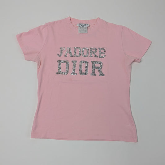 Dior by Galliano pink rhinestone t-shirt