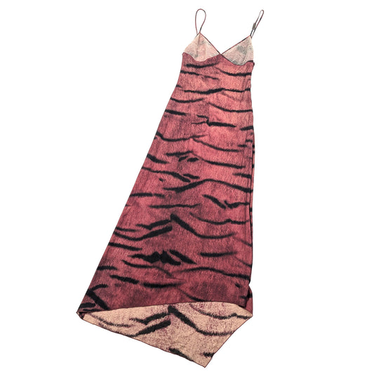 Long Cavalli dress with burgundy animal pattern