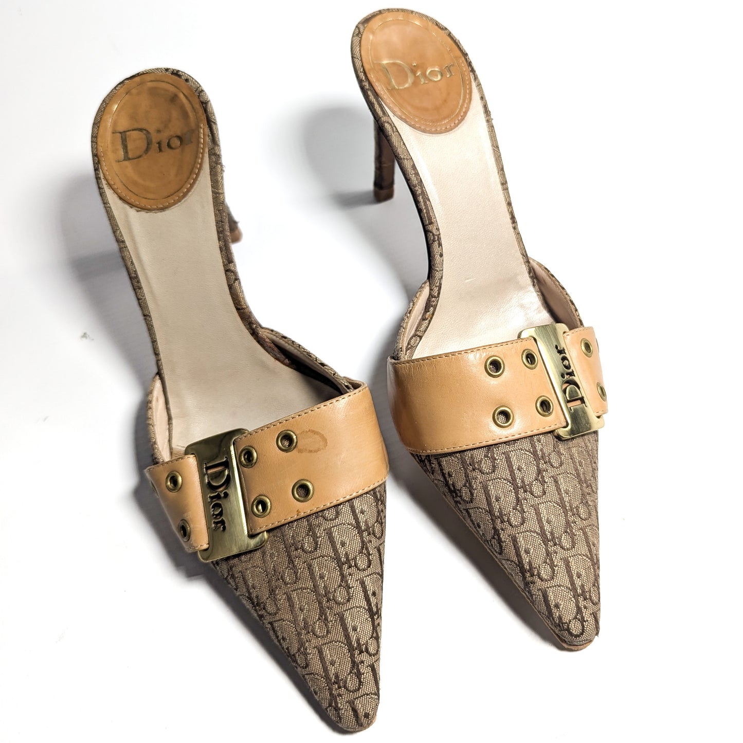 Beige Dior Monogram Mules by Galliano - EU37|UK4|US6