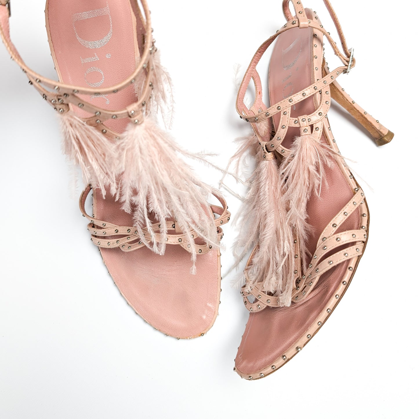 Dior by Galliano S/S 2004 Pink Feather Sandals - EU40|7UK|9US