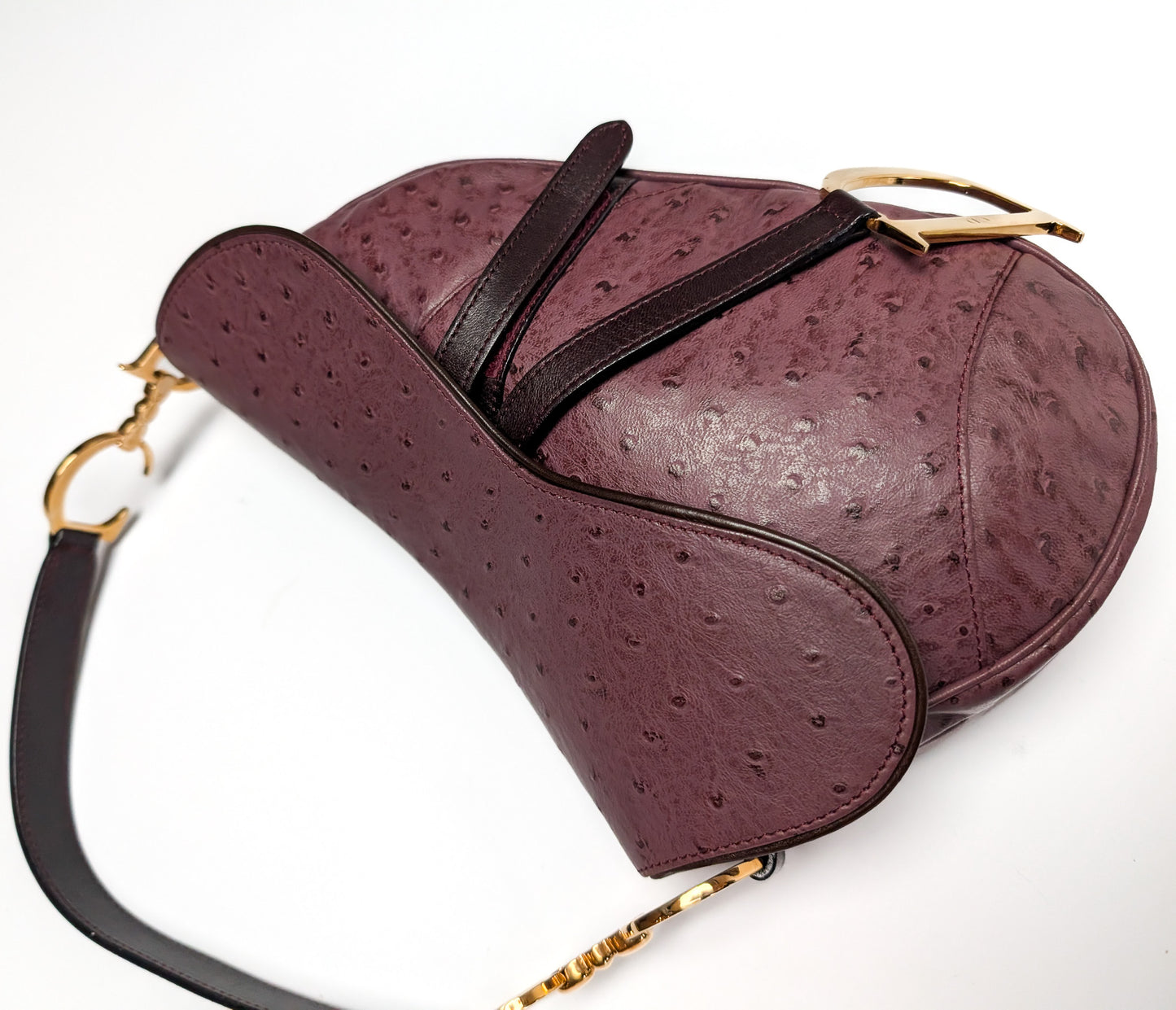 Purple Saddle Bag in Dior Ostrich Leather by Galliano - F/W 2000