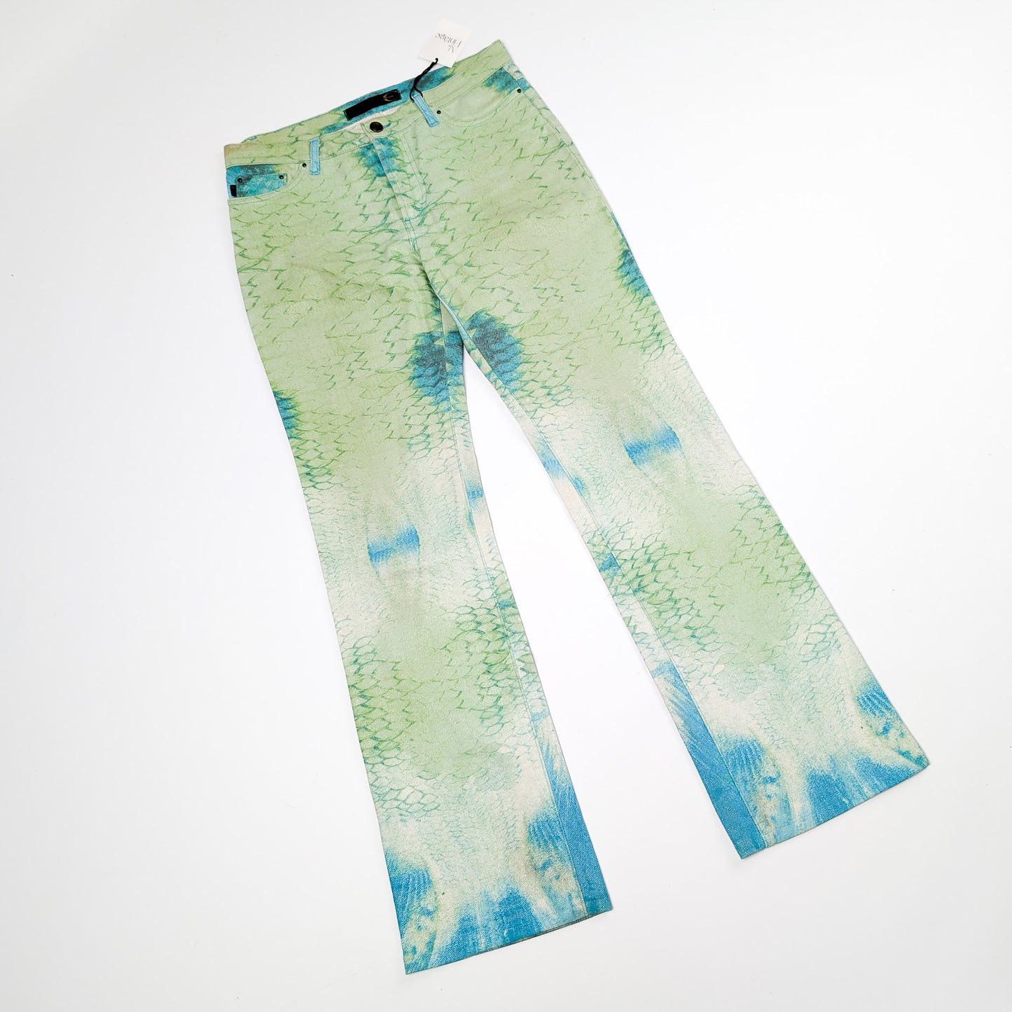 Roberto Cavalli Green Python Print Jeans - M