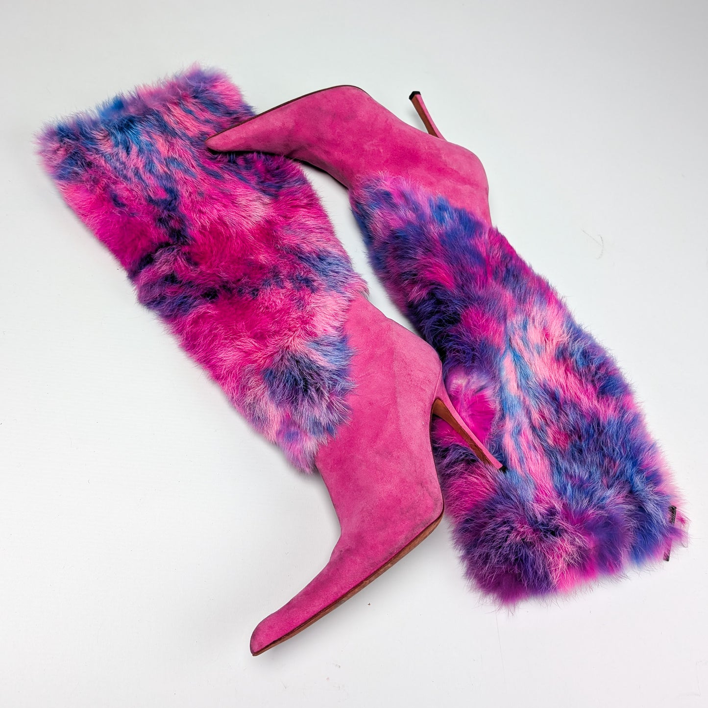 Italian boots with pink fur trim - EU40|7UK|9US