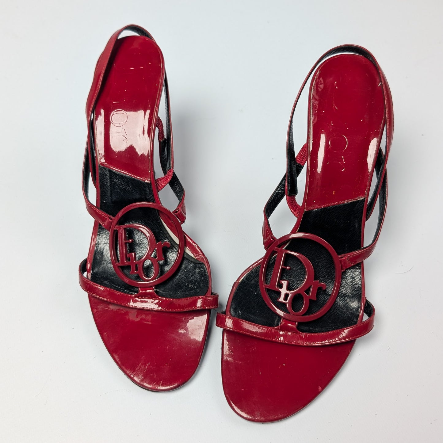 Dior Logo Red Patent Sandals by Galliano - EU38|UK5|US7