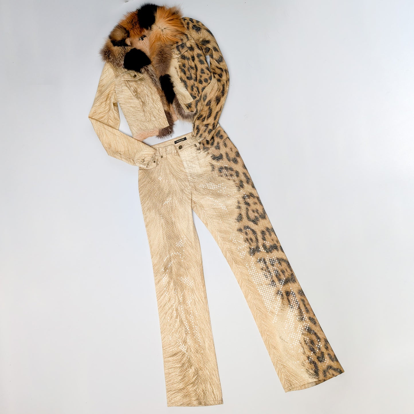 Roberto Cavalli leopard fur set