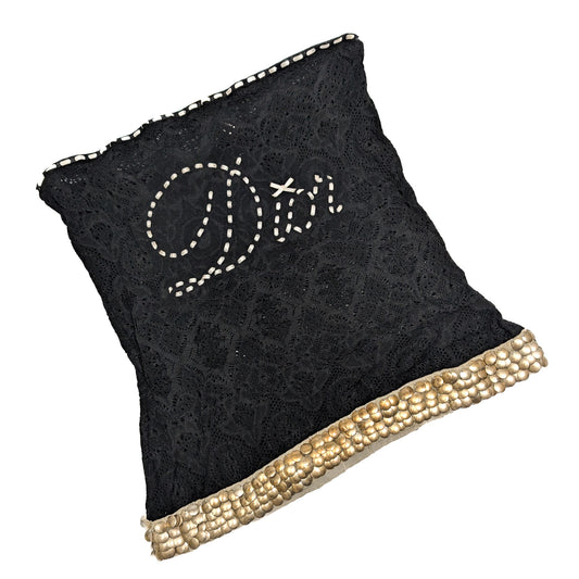 Black embroidered Dior headband by Galliano