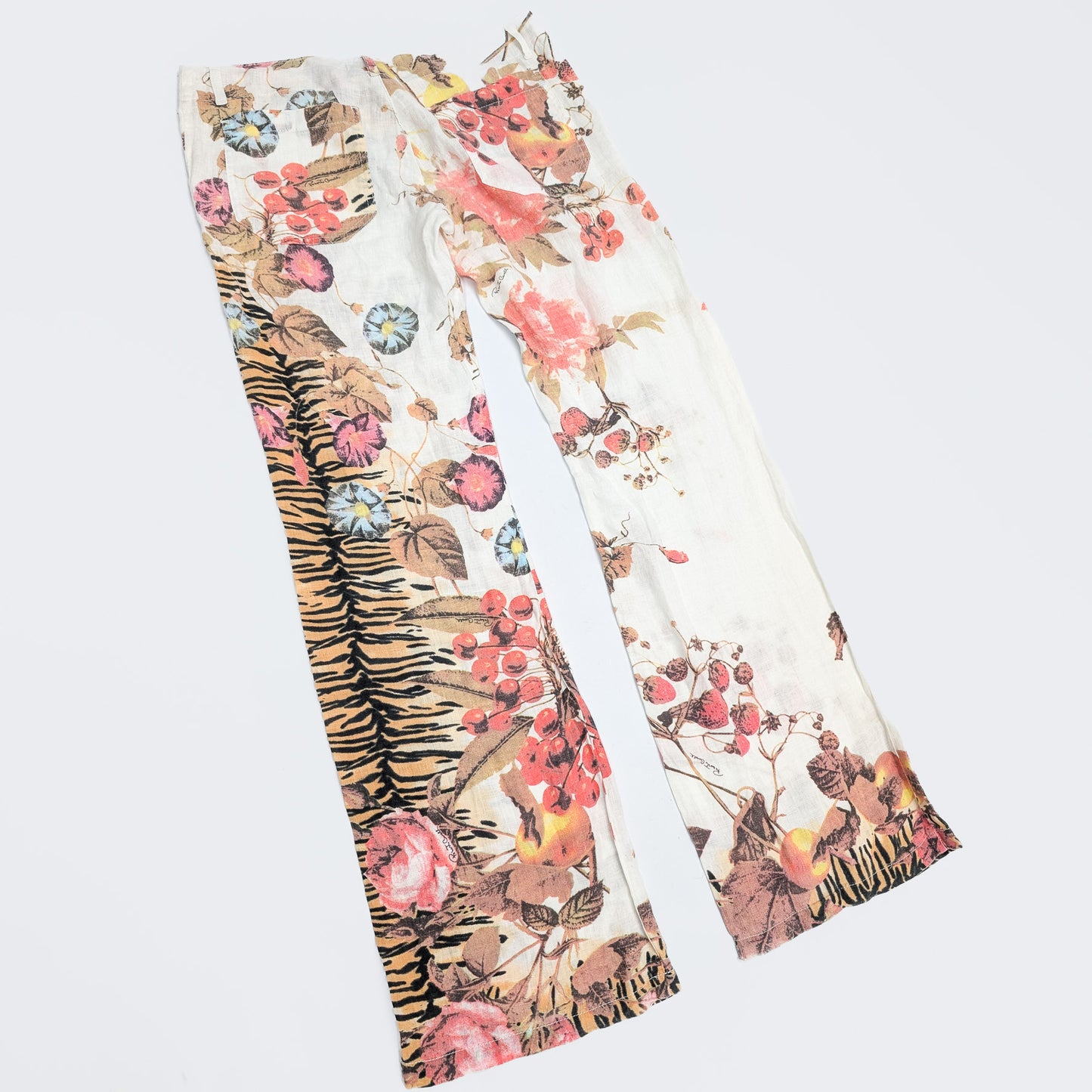 Roberto Cavalli floral print linen trousers - M