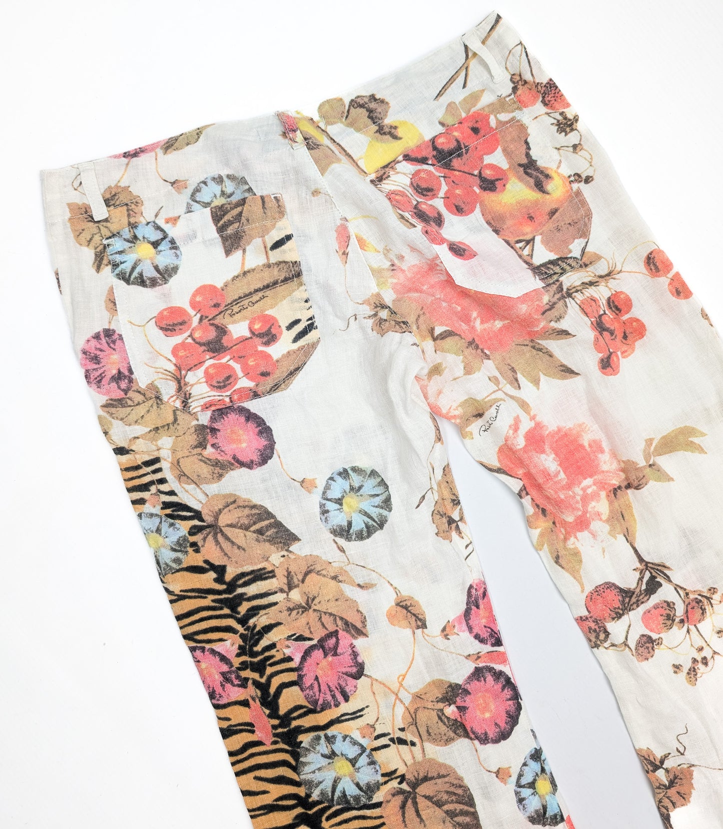 Roberto Cavalli floral print linen trousers - M