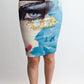 Roberto Cavalli blue skirt with Elizabeth Taylor face - S/S 2001