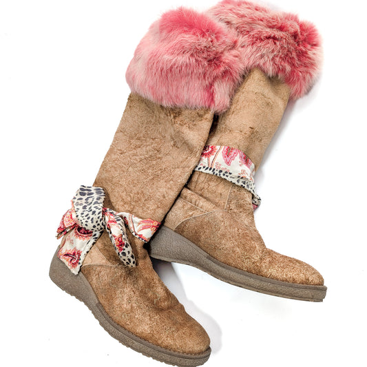 Roberto Cavalli fur-lined boots - EU38|UK5|US7
