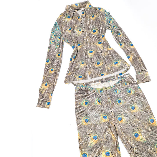 Roberto Cavalli peacock ensemble - Fall/Winter 1999