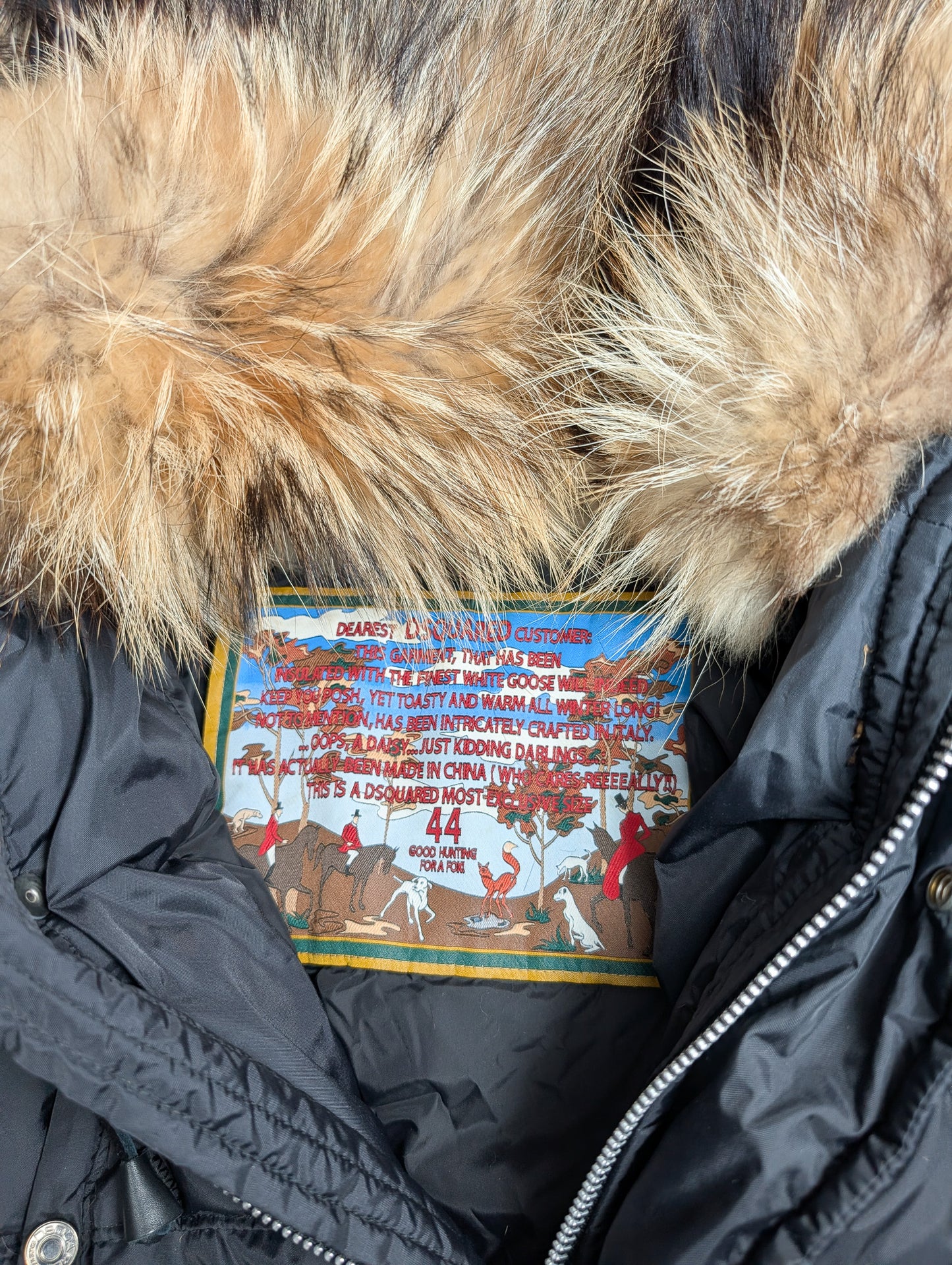 Dsquared2 short black fur puffer jacket