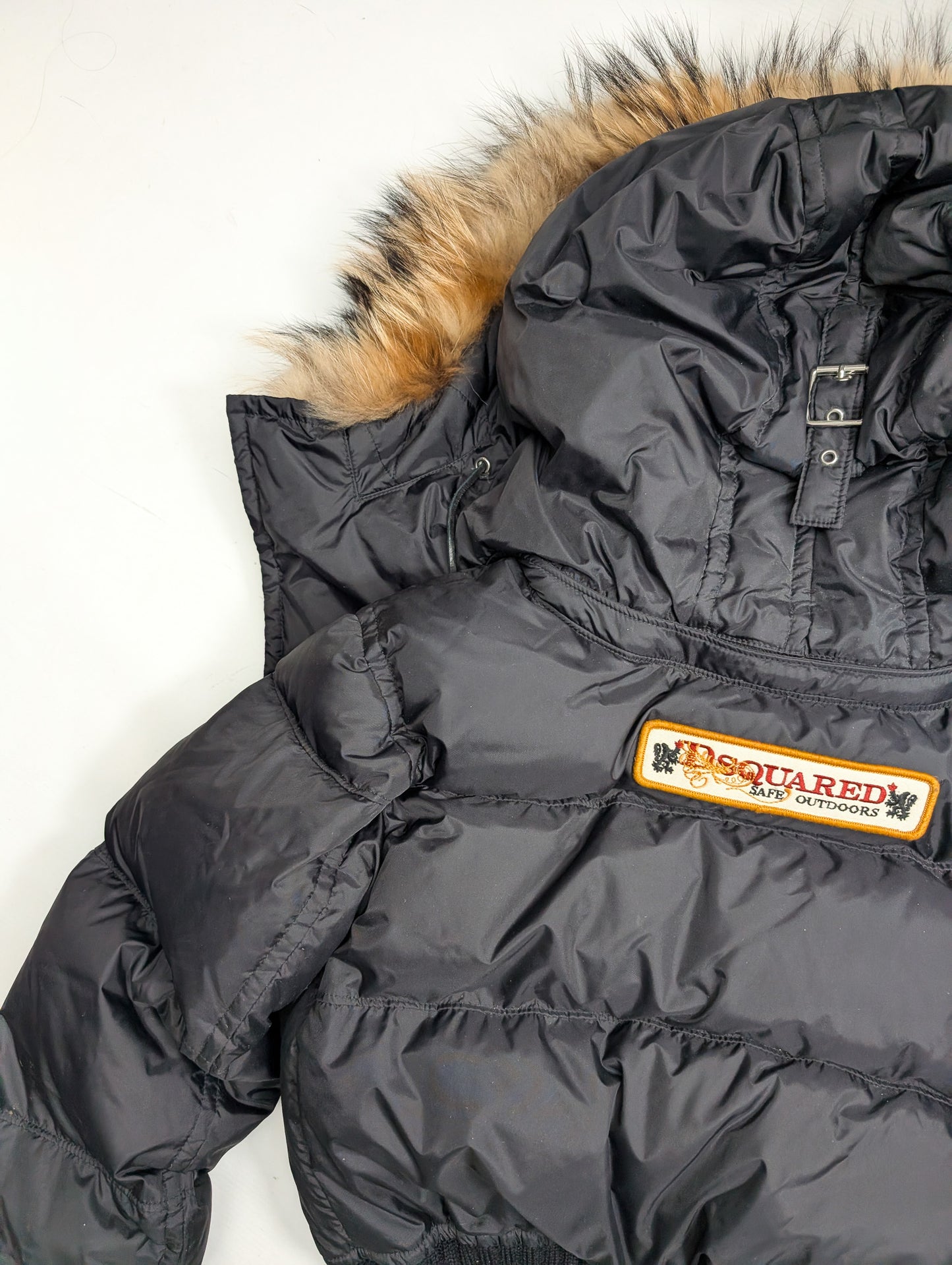 Dsquared2 short black fur puffer jacket