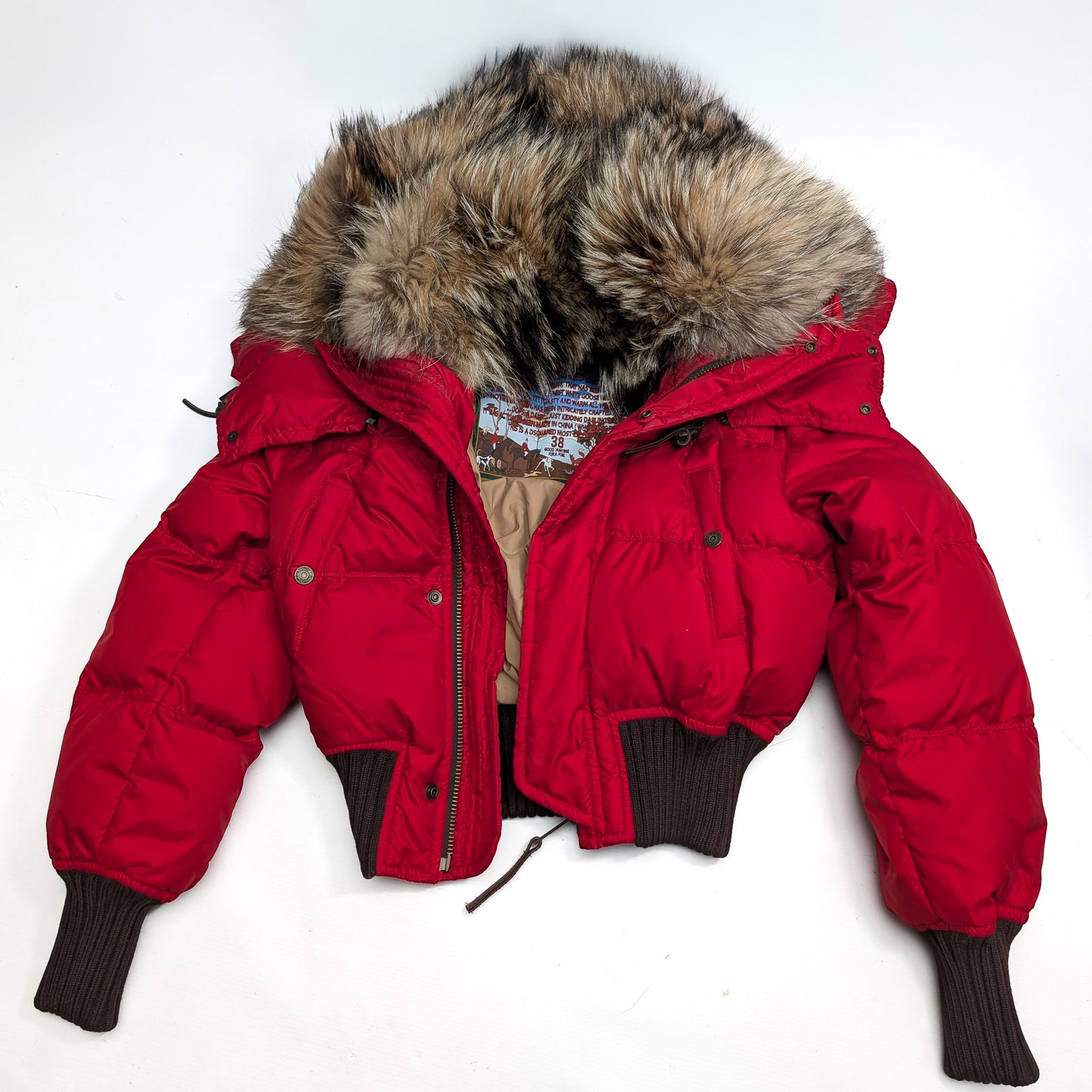 Dsquared2 short red fur puffer jacket