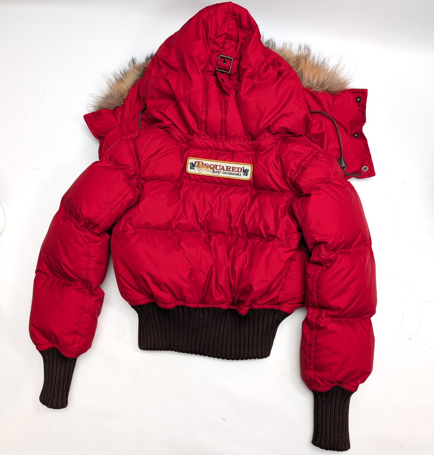 Dsquared2 short red fur puffer jacket