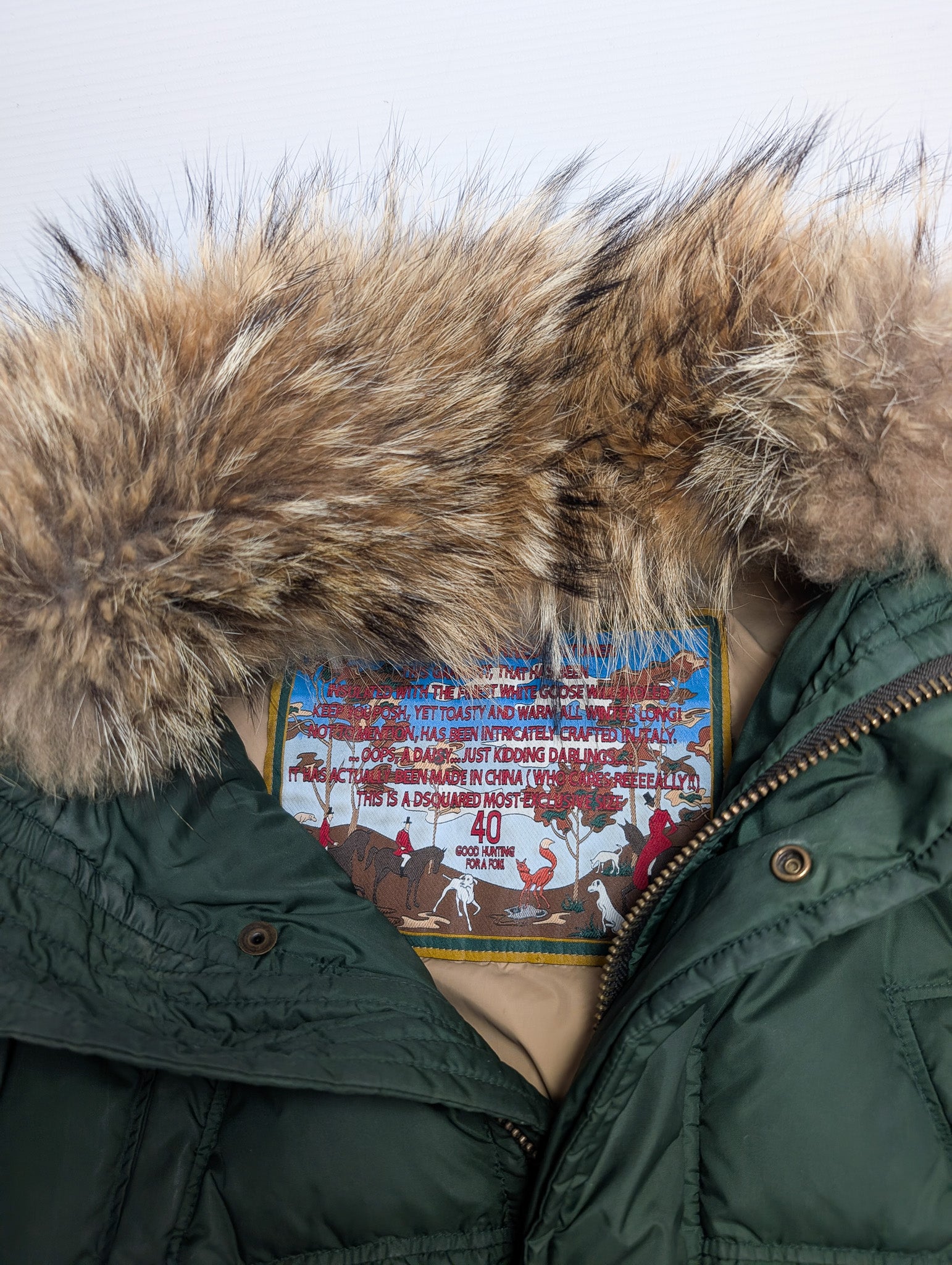 Dsquared2 short puffer jacket in green fur - S – Al fintage