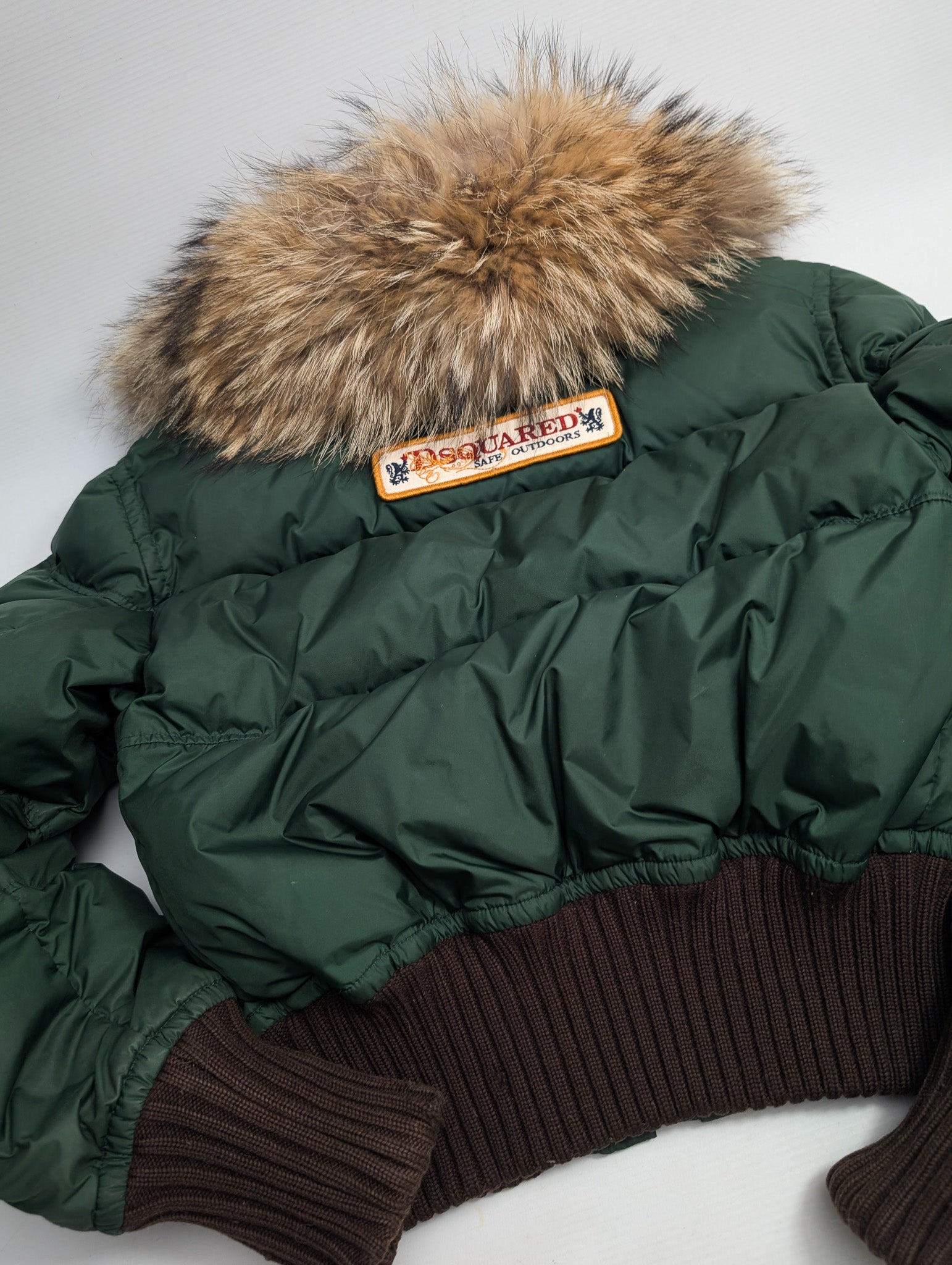 Dsquared2 short puffer jacket in green fur - S – Al fintage