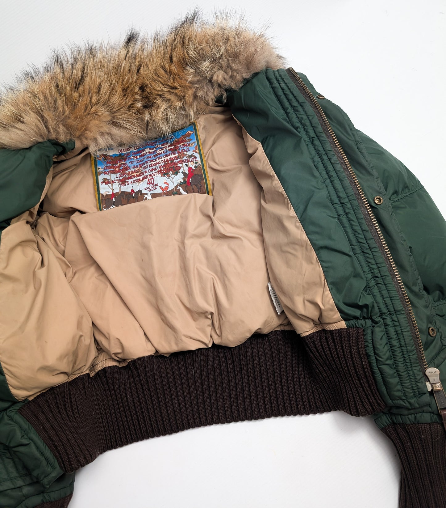 Dsquared2 short puffer jacket in green fur - S