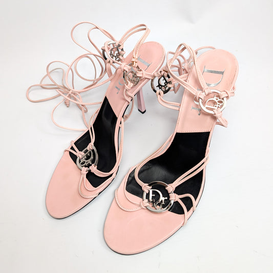 Dior by Galliano pink tie-front sandals - EU39.5|UK6.5|US8.5