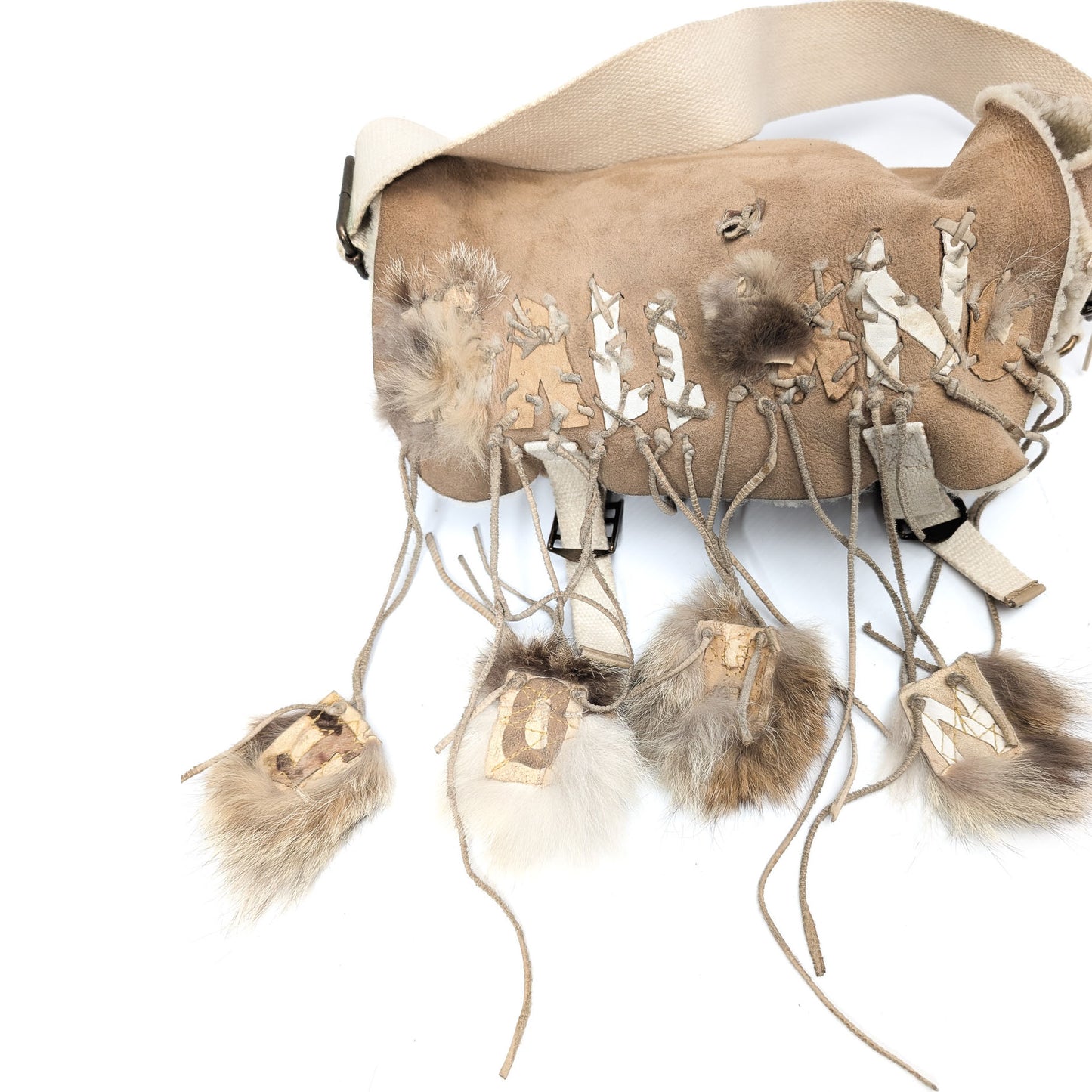John Galliano Suede and Fur Bag