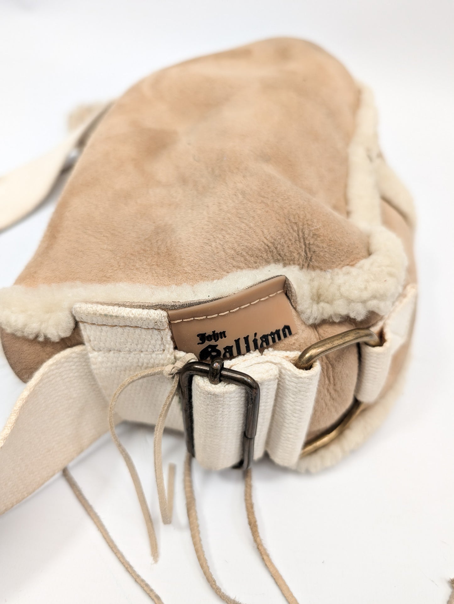John Galliano Suede and Fur Bag