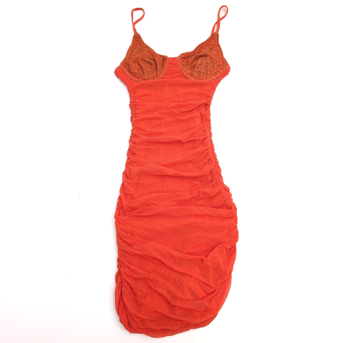 La Perla orange fitted chiffon dress - M