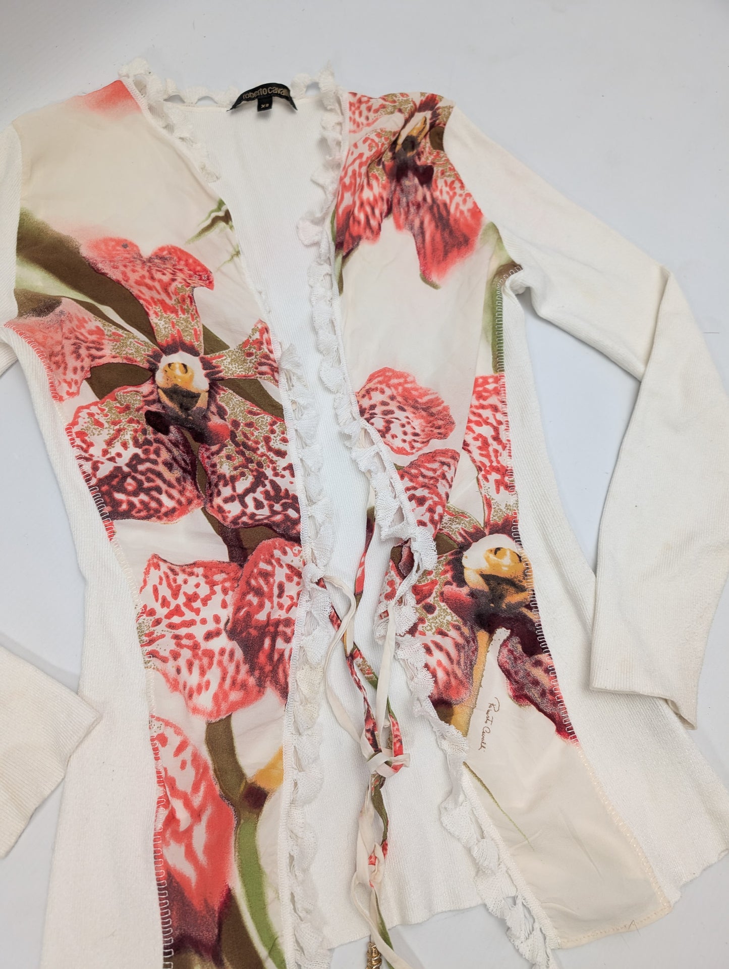 Roberto Cavalli floral cardigan and pants set - L