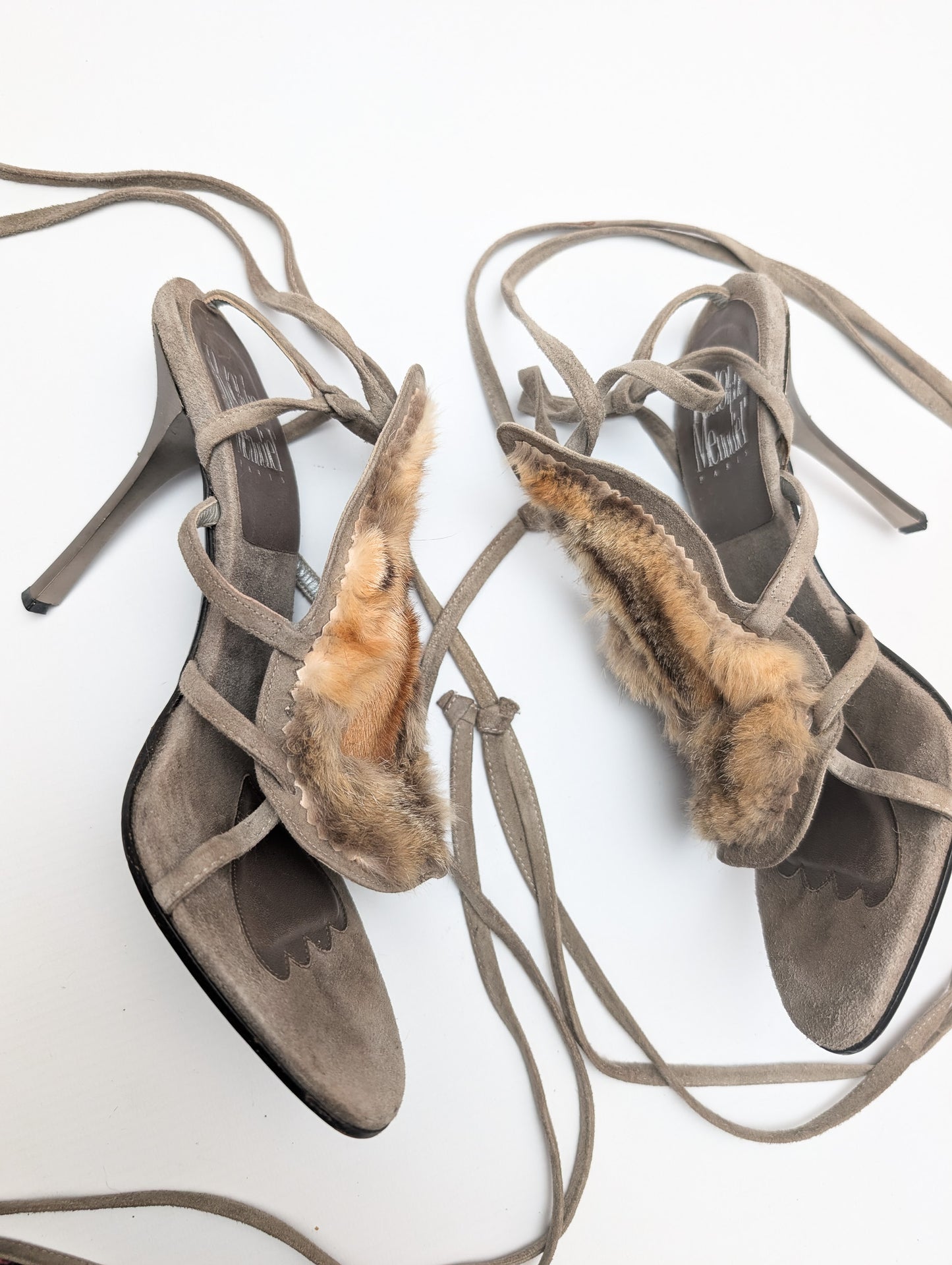 Fur-embellished sandals - EU39|UK6|US8
