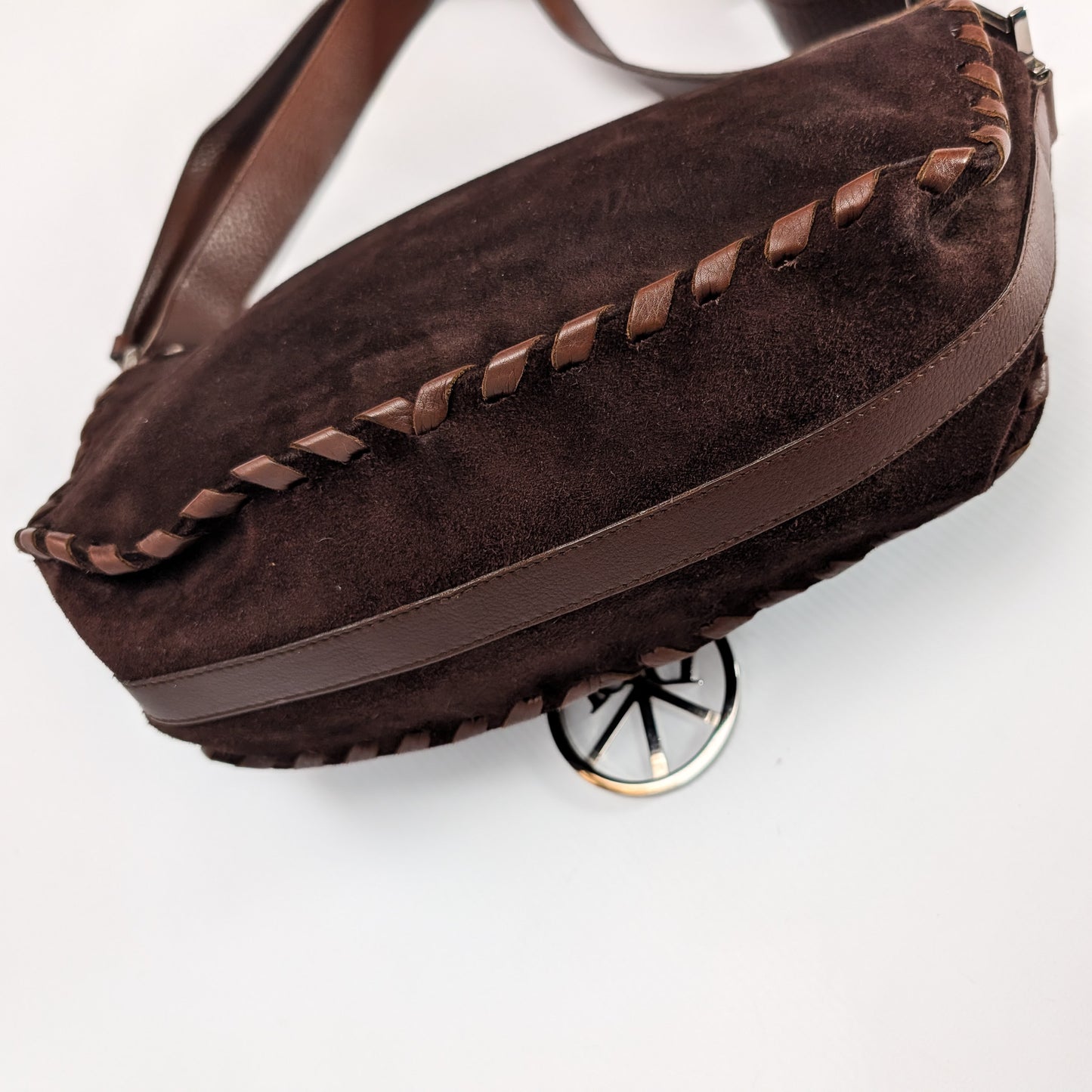 Brown suede bag by Galliano Peace and Love - S/S 2005