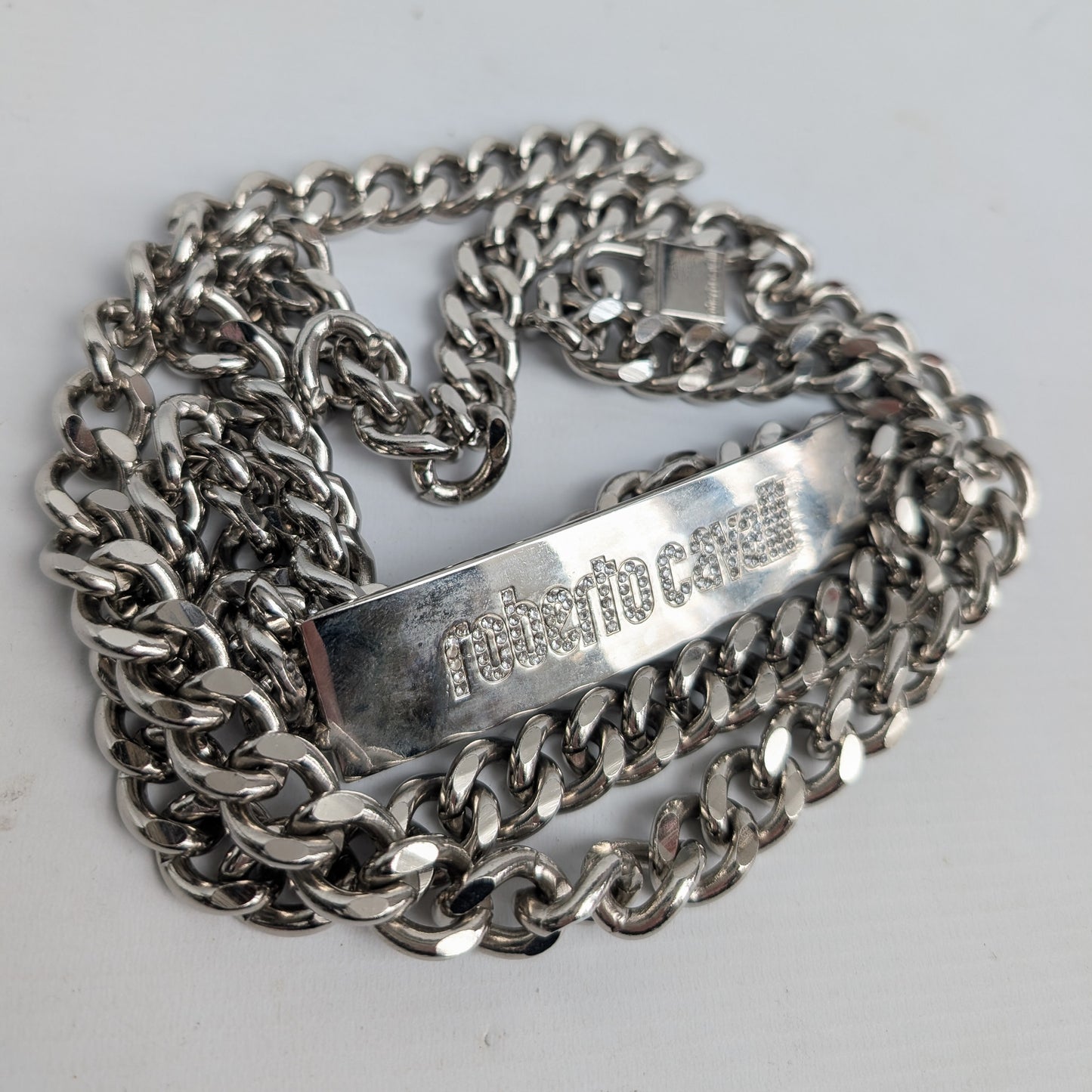 Roberto Cavalli silver chain belt