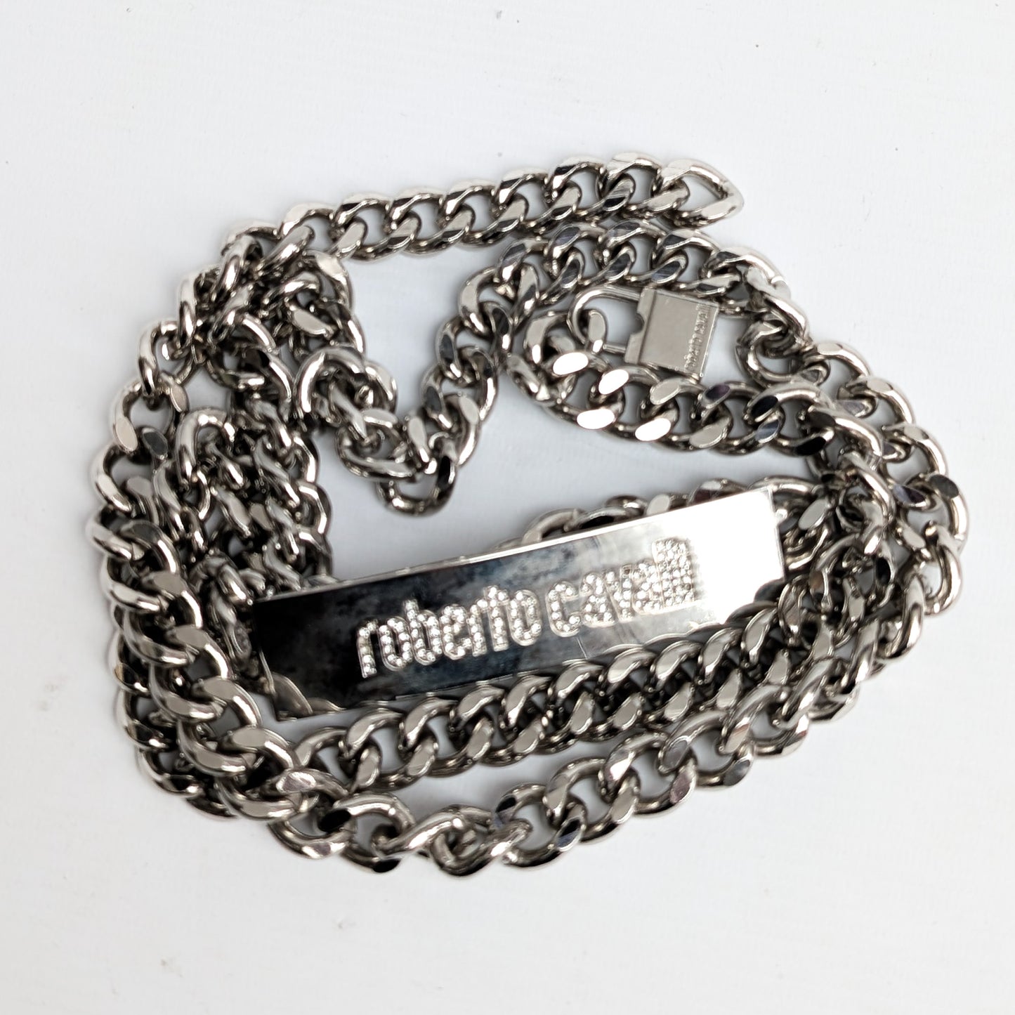 Roberto Cavalli silver chain belt