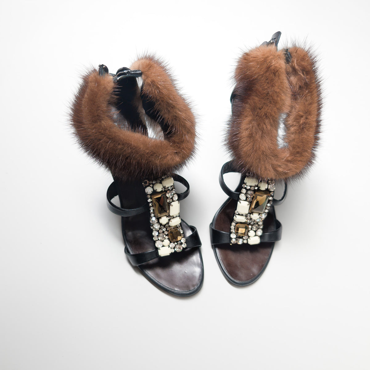 Giuseppe Zanotti fur sandals - EU38|UK5|US7