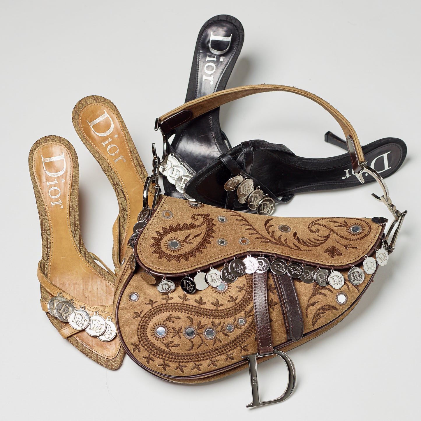 Saddle decorated with Dior pieces by Galliano