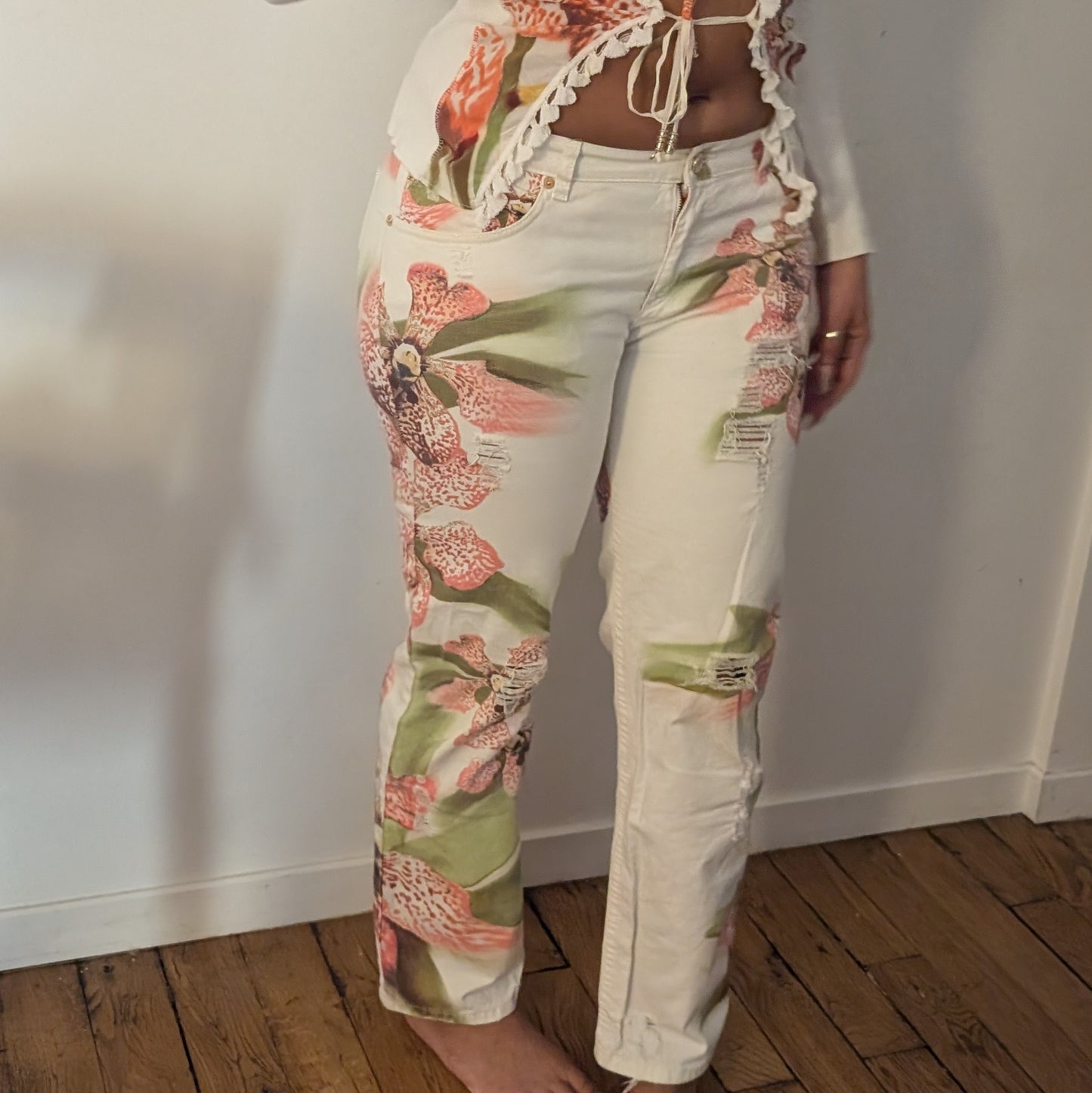Roberto Cavalli floral cardigan and pants set - L
