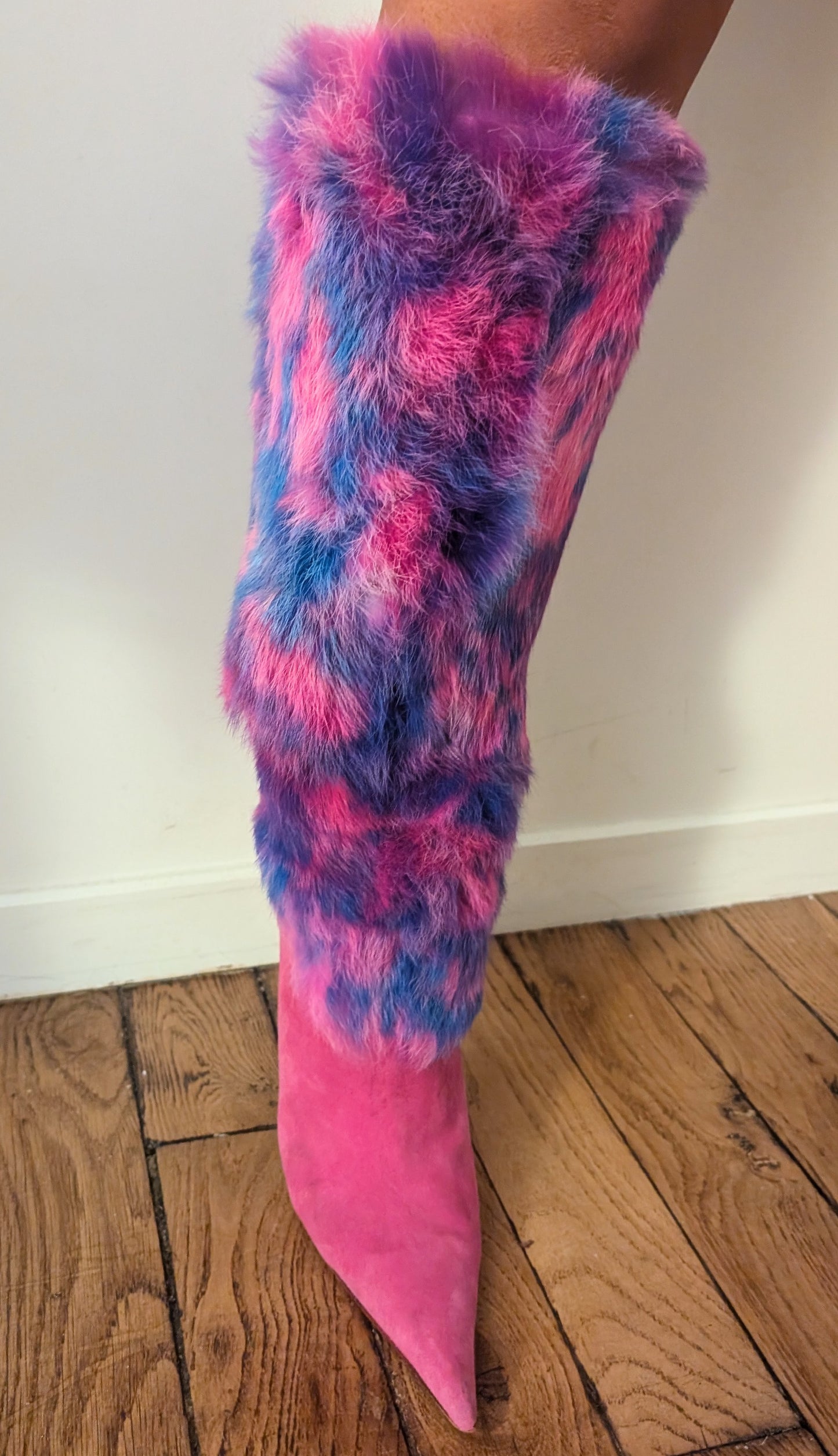 Italian boots with pink fur trim - EU40|7UK|9US