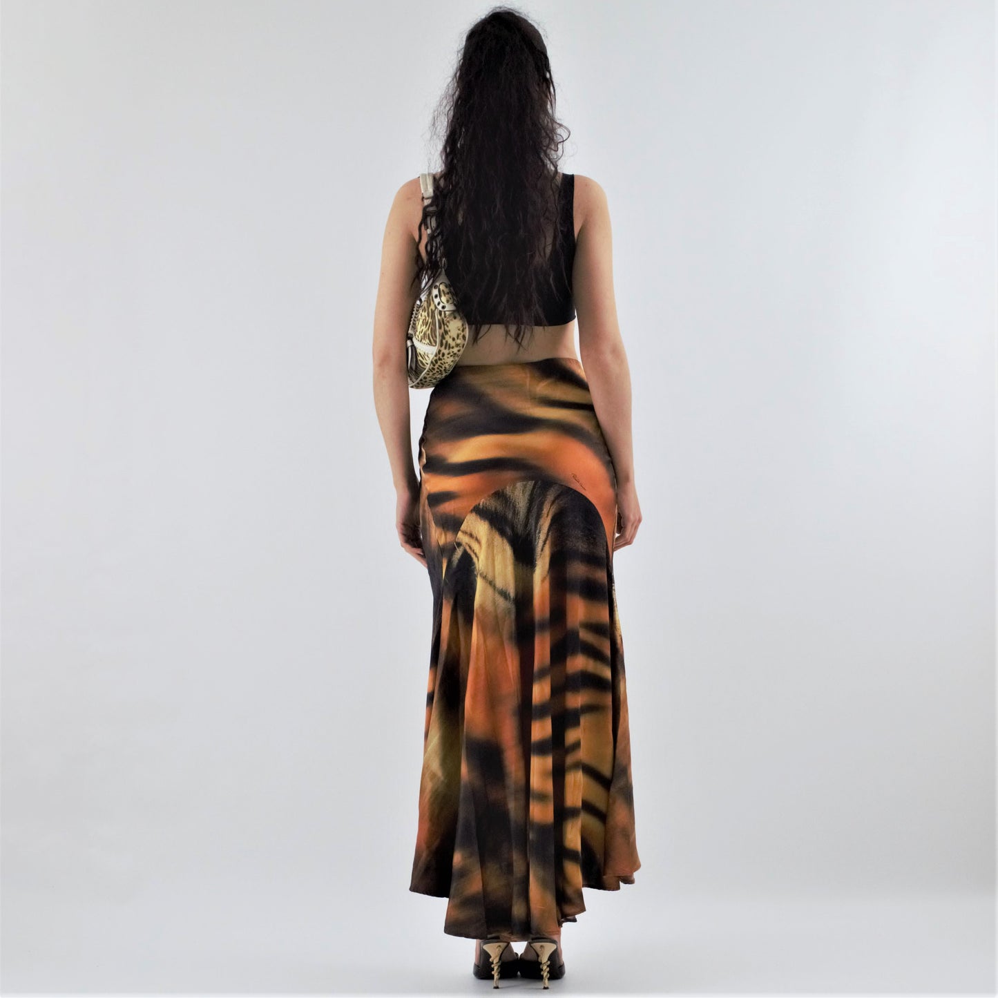 Roberto Cavalli silk skirt decorated with a tiger head print - A/W 2000 - S