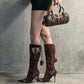 El Dantes boots in patchwork suede and reptile effect leather T37